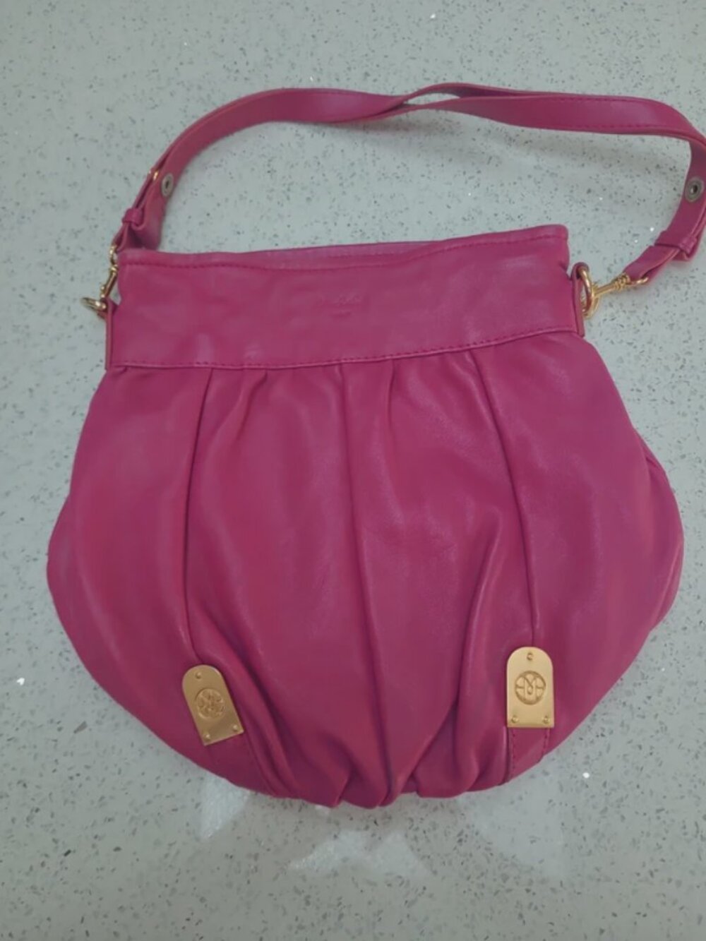 Leather pink handbag